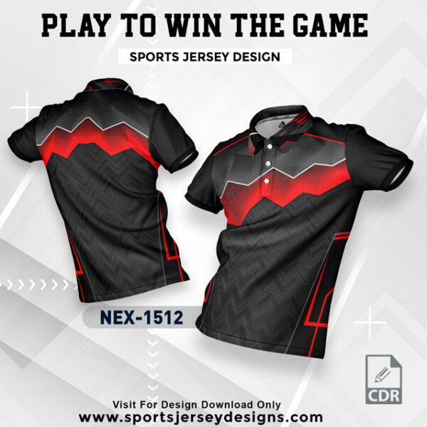 NEX-1512 BLACK AND RED SPORTSWEAR SUBLIMATION JERSEY DESIGN