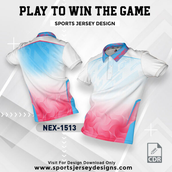 NEX 1513 WHITE WITH FIROZI AND PINK GRADIENT SPORTSWEAR SUBLIMATION JERSEY DESIGN