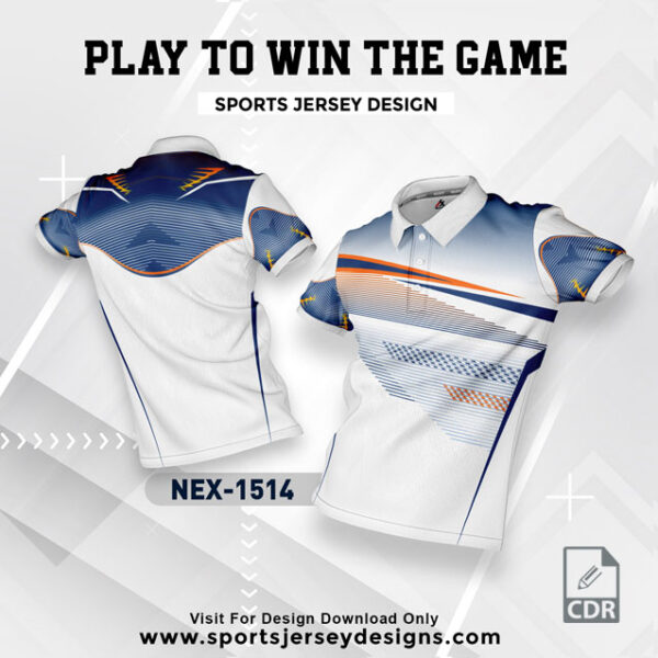 NEX 1514 WHITE WITH NAVY BLUE GRADIENT SPORTSWEAR SUBLIMATION JERSEY DESIGN