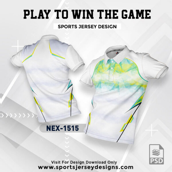 NEX 1515 WHITE WITH GREEN GRADIENT SPORTSWEAR SUBLIMATION JERSEY DESIGN