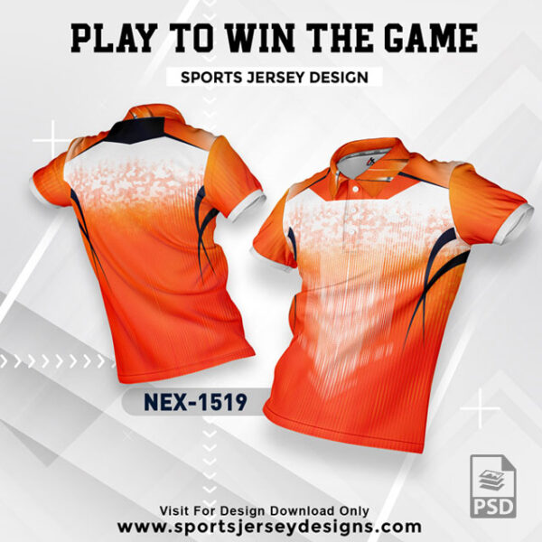 NEX 1519 ORANGE WITH WHITE GRADIENT SPORTSWEAR SUBLIMATION JERSEY DESIGN