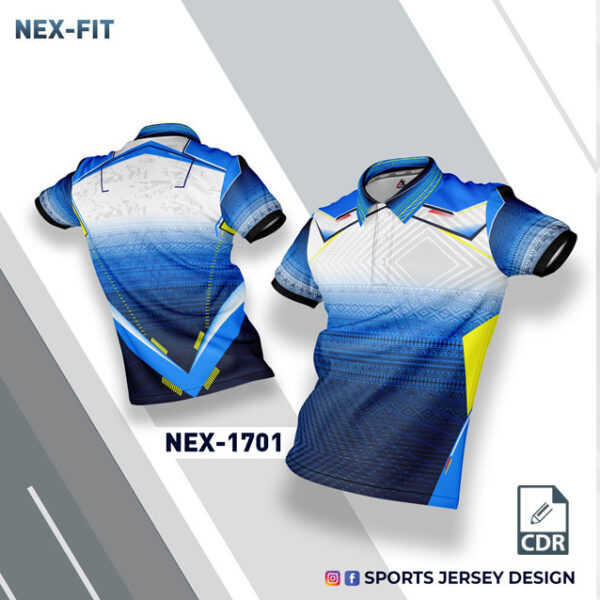 NEX 1701 INDIA BLUE AND WHITE SPORTSWEAR SUBLIMATION JERSEY DESIGN