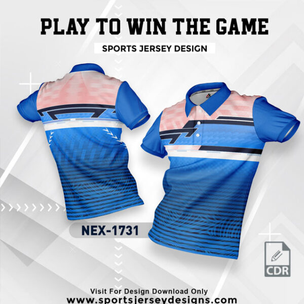 NEX-1731 INDIA BLUE AND BABE PINK SPORTSWEAR SUBLIMATION JERSEY DESIGN