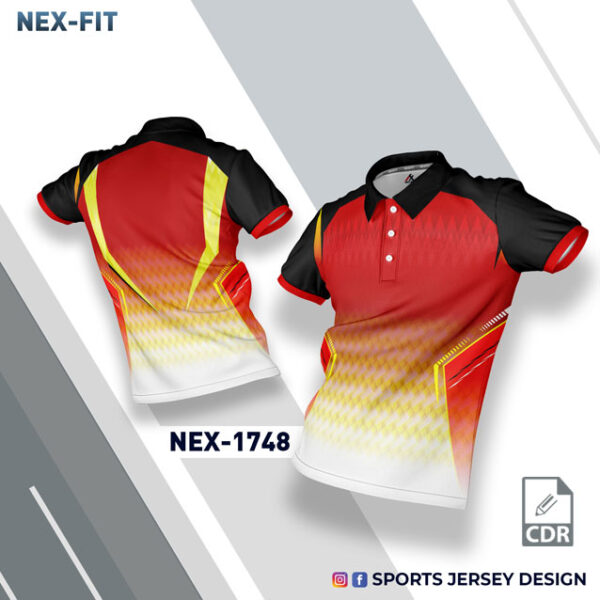 NEX-1748 RED WITH YELLOW AND WHITE GRADIENT SPORTSWEAR SUBLIMATION JERSEY DESIGN