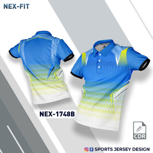 NEX 1748 B INDIA BLUE WITH LEMON YELLOW AND WHITE GRADIENT SPORTSWEAR SUBLIMATION JERSEY DESIGN