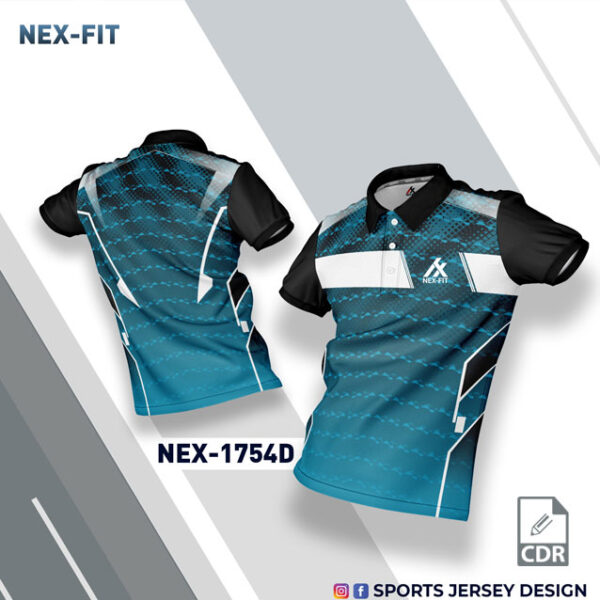 NEX-1754-D INDIA BLUE WITH WHITE AND BLACK GRADIENT SPORTSWEAR SUBLIATION JERSEY DESIGN