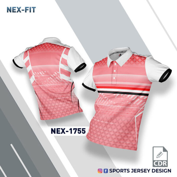NEX-1755 SOFT SALMON RED AND WHITE  SPORTSWEAR SUBLIATION JERSEY DESIGN
