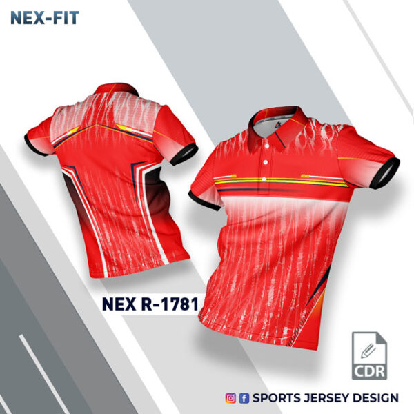 NEX R-1781 RED AND WHITE SPORTSWEAR SUBLIMATION JERSEY DESIGN