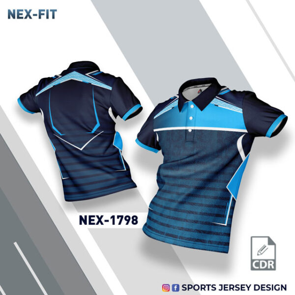 NEX 1798 NAVY BLUE WITH INDIA BLUE GRADIENT SPORTSWEAR SUBLIMATION JERSEY DESIGN