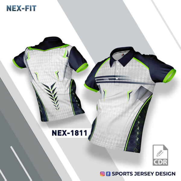 NEX 1811 WHITE WITH NAVY BLUE/GREEN GRADIENT SPORTSWEAR SUBLIMATION JERSEY DESIGN