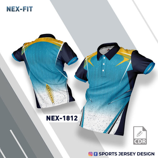 NEX 1812 FIROZI WITH YELLOW/NAVY BLUE GRADIENT SPORTSWEAR SUBLIMATION JERSEY DESIGN