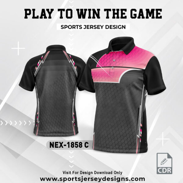 NEX 1858-C  BLACK WITH PINK GRADIENT SPORTSWEAR SUBLIMATION JERSEY DESIGN