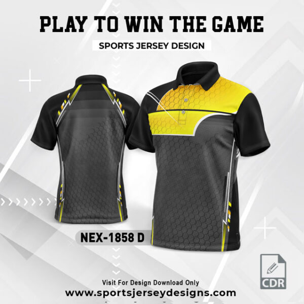 NEX 1858-D BLACK WITH YELLOW GRADIENT SPORTSWEAR SUBLIMATION JERSEY DESIGN