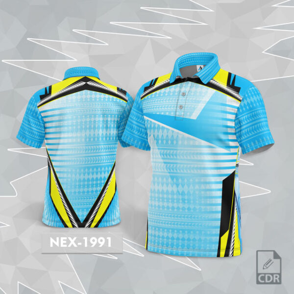 NEX 1991 INDIA BLUE WITH WHITE AND YELLOW GRADIENT SPORTSWEAR SUBLIMATION JERSEY DESIGN