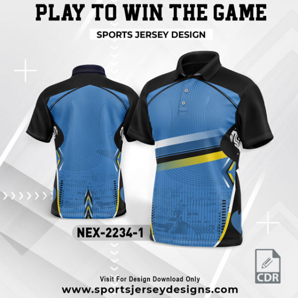 NEX 2234-1 BLUE WITH BLACK GRADIENT SPORTSWEAR SUBLIMATION JERSEY DESIGN