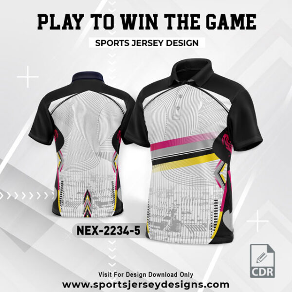 NEX 2234-5 WHITE WITH PINK AND BLACK GRADIENT SPORTSWEAR SUBLIMATION JERSEY DESIGN