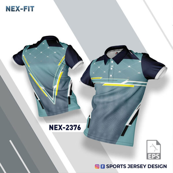 NEX 2376 NAVY BLUE/TEAL BLUE WITH YELLOW GRADIENT SPORTSWEAR SUBLIMATION JERSEY DESIGN