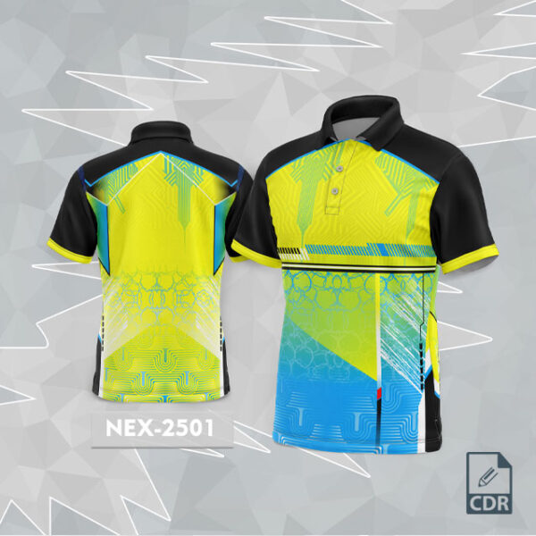 NEX 2501 LEMON YELLOW/FIROZI AND BLACK SPORTSWEAR SUBLIMATION JERSEY DESIGN