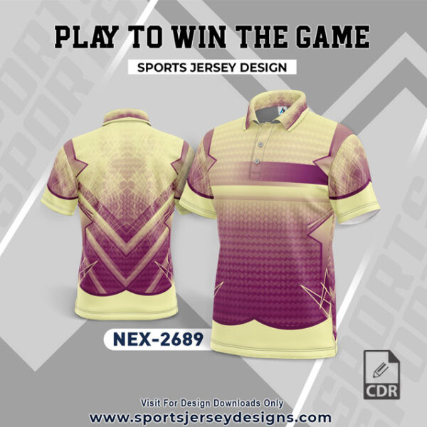 NEX 2689 YELLOWISH CREAM AND PURPLLE SPORTSWEAR SUBLIMATION JERSEY DESIGN