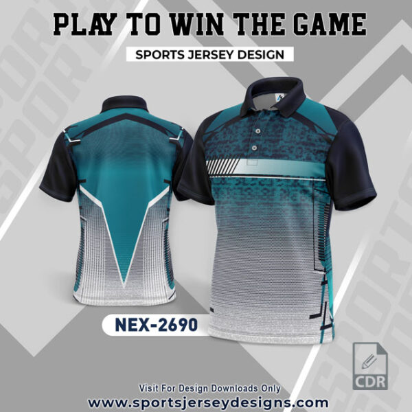 NEX 2690 TEAL BLUE WITH GRAY GRADIENT SPORTSWEAR SUBLIMATION JERSEY DESIGN