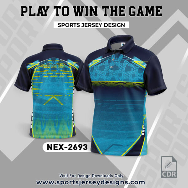 NEX 2693 FIROZI WITH NAVY BLUE GRADIENT SPORTSWEAR SUBLIMATION JERSEY DESIGN