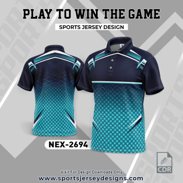 NEX 2694 BLUE WITH NAVY BLUE GRADIENT SPORTSWEAR SUBLIMATION JERSEY DESIGN