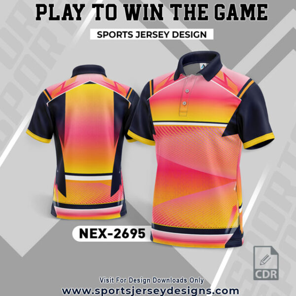 NEX 2695 DARK PEACH WITH NAVY BLUE AND YELLOW GRADIENT SPORTSWEAR SUBLIMATION JERSEY DESIGN