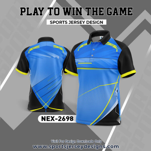 NEX 2698 INDIA BLUE WITH BLACK GRADIENT SPORTSWEAR SUBLIMATION JERSEY DESIGN