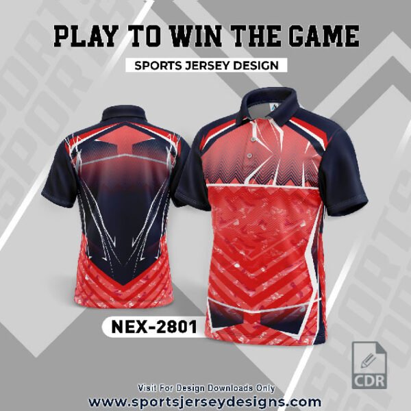 NEX 2801 RED WITH NAVY BLUE GRADIENT SPORTSWEAR SUBLIMATION JERSEY DESIGN