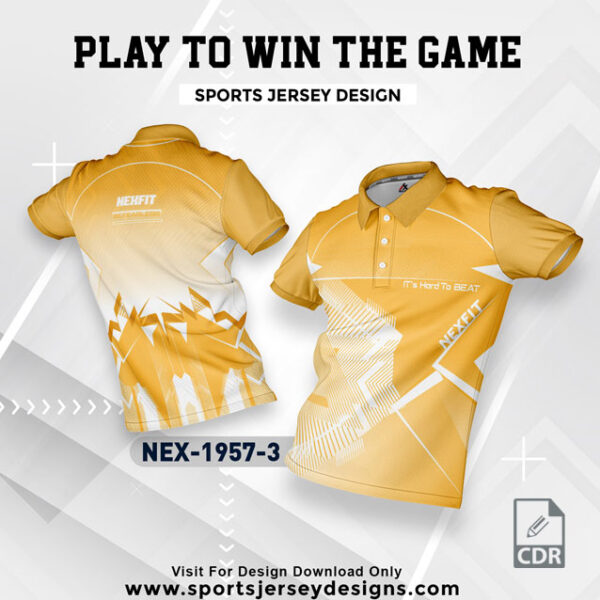 NEX 1957-3 GOLDEN YELLOW  WITH WHITE GRADIENT SPORTSWEAR SUBLIMATION JERSEY DESIGN