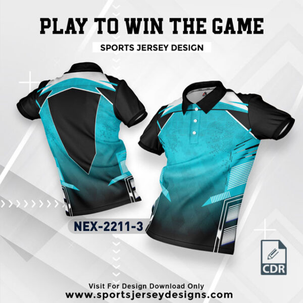 NEX 2211-3 FIROZI WITH BLACK SPORTSWEAR SUBLIMATION JERSEY DESIGN