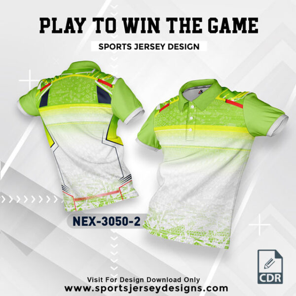 NEX 3050-2 LEMON GREEN AND WHITE SPORTSWEAR SUBLIMATION JERSEY DESIGN