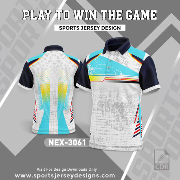 NEX 3061 WHITE WITH FIROZI GRADIENT SPORTSWEAR SUBLIMATION JERSEY DESIGN