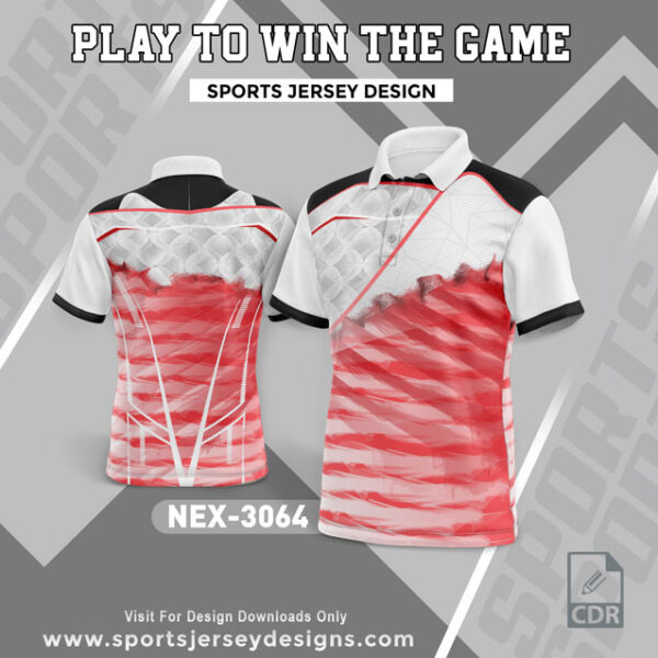 NEX 3064 RED WITH WHITE GRADIENT SPORTSWEAR SUBLIMATION JERSEY DESIGN