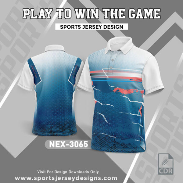 NEX 3065 DARK BLUE WITH WHITE GRADIENT SPORTSWEAR SUBLIMATION JERSEY DESIGN