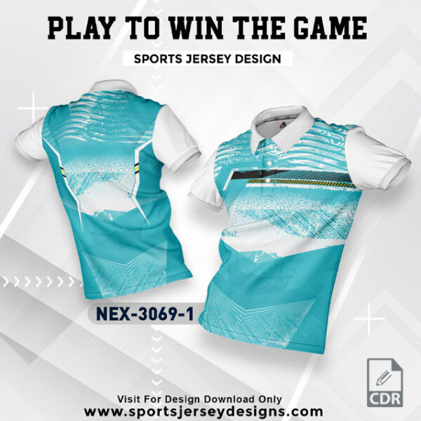 NEX 3069-1 BLUE WITH WHITE GRADIENT SPORTSWEAR SUBLIMATION JERSEY DESIGN