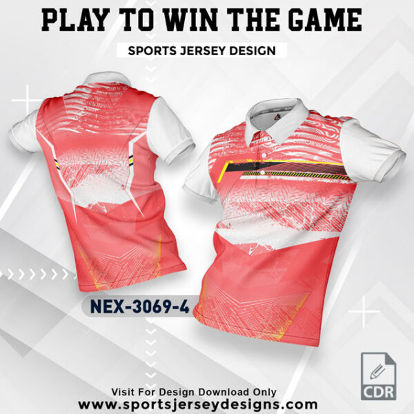 NEX 3069-4 RED WITH WHITE GRADIENT SPORTSWEAR SUBLIMATION JERSEY DESIGN