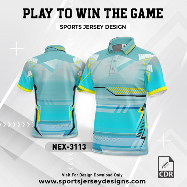 NEX 3113 FIROZI WITH GRAY GRADIENT SPORTSWEAR SUBLIMATION JERSEY DESIGN