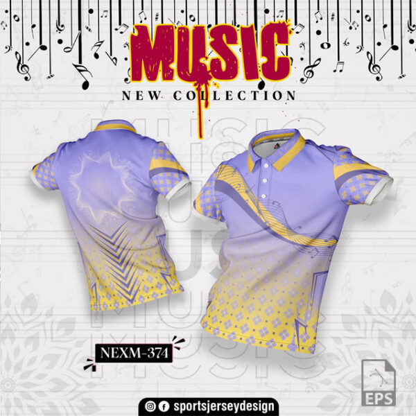 NEXM-374 MUSICAL BANJO GROUP SUBLIMATION JERSEY DESIGN IN GOLDEN YELLOW AND VIOLET