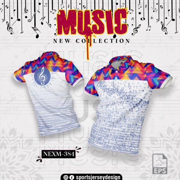 NEXM-384 MUSICAL BANJO GROUP SUBLIMATION JERSEY DESIGN IN WHITE/PINK AND ROYAL BLUE