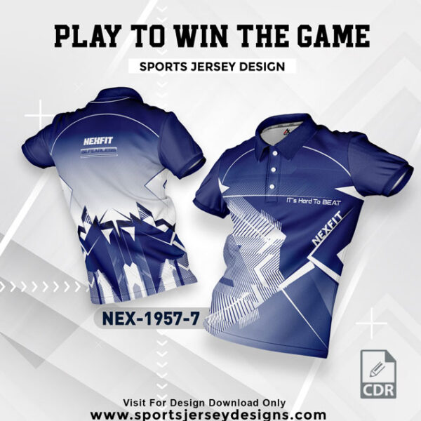 NEX 1957-7 NAVY BLUE WITH WHITE GRADIENT SPORTSWEAR SUBLIMATION JERSEY DESIGN
