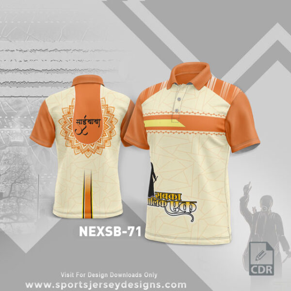 NEXSB 71 CREAM AND ORANGE SAI BABA PALKHI SUBLIMATION JERSEY DESIGN