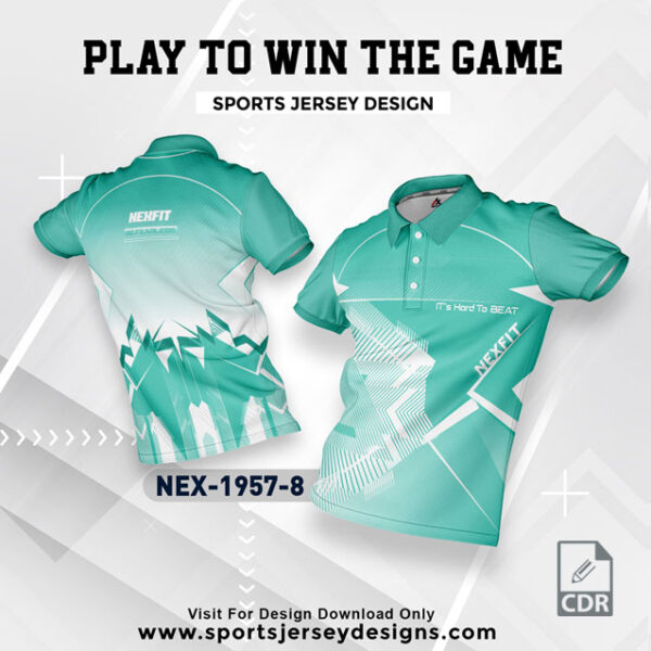 NEX 1957- 8 SEA GREEN WITH WHITE GRADIENT SPORTSWEAR SUBLIMATION JERSEY DESIGN