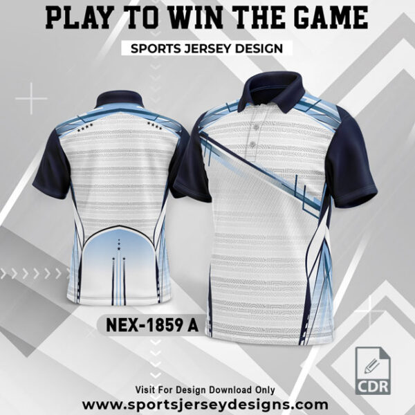 NEX 1859-A WHITE WITH BLUE GRADIENT SPORTSWEAR SUBLIMATION JERSEY DESIGN