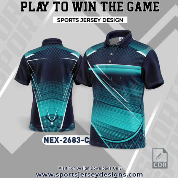 NEX 2683-C FIROZI AND NAVY BLUE SPORTSWEAR SUBLIMATION JERSEY DESIGN