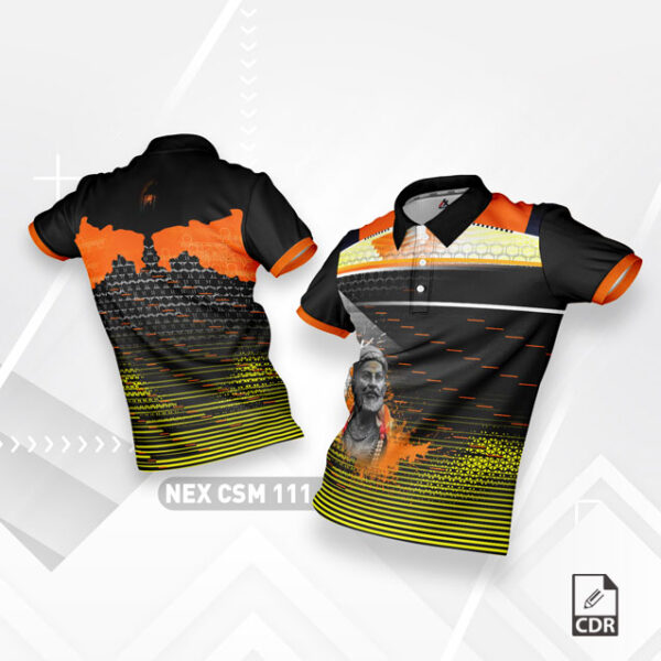 CSM NEX-111 Chhatrapati Shivaji Maharaj Sublimation Jersey Desing In Black And Orange Color
