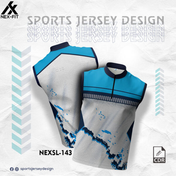 NEXSL 143 WHITE AND BLUE GRADIENT SLEEVLESS SPORTSWEAR SUBLIMATION JERSEY DESIGN (Copy)