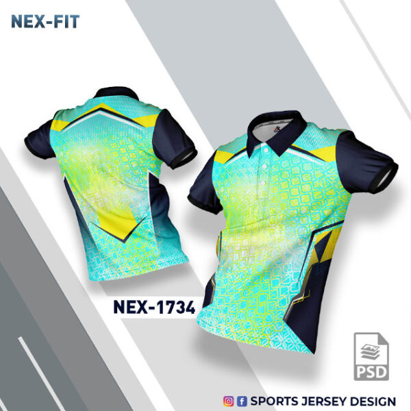 NEX 1734 SEA GREEN WITH FIROZI/YELLOW GRADIENT SPORTSWEAR SUBLIMATION JERSEY DESIGN