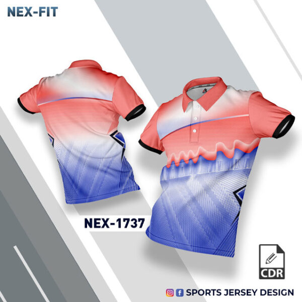 NEX 1737 RED WITH WHITE/BLUE GRADIENT SPORTSWEAR SUBLIMATION JERSEY DESIGN