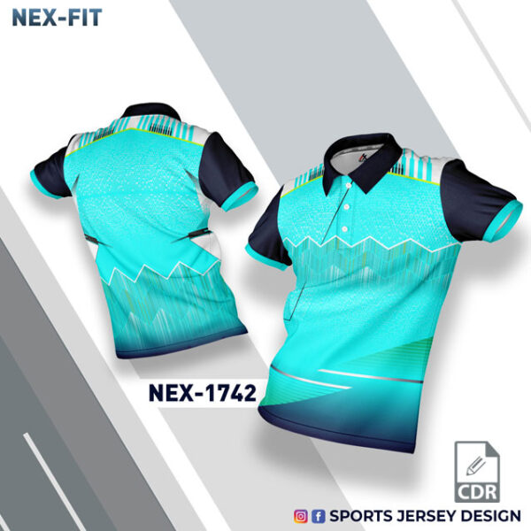 NEX 1742 FIROZI WITH WHITE GRADIENT SPORTSWEAR SUBLIMATION JERSEY DESIGN